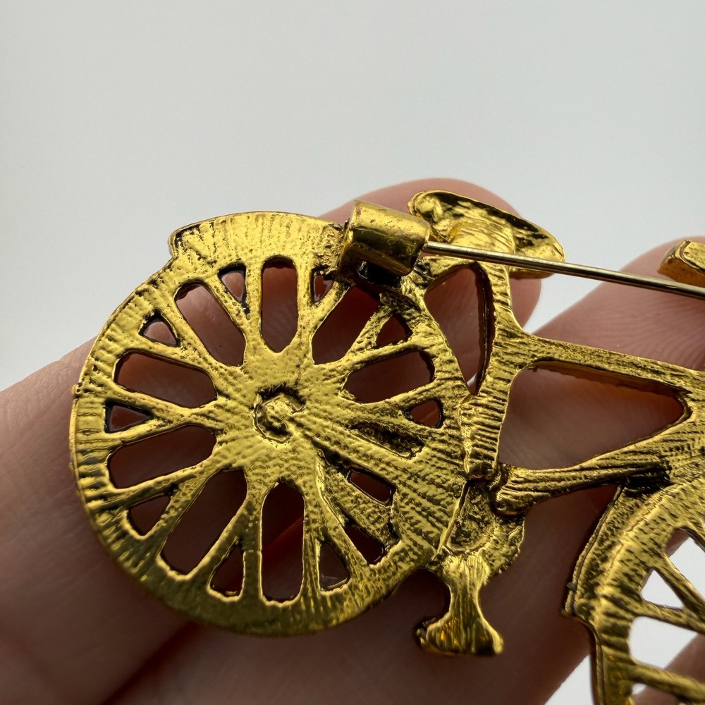 Multicolor Rhinestone Bicycle Brooch Flower Basket Pin - Picture 8 of 9